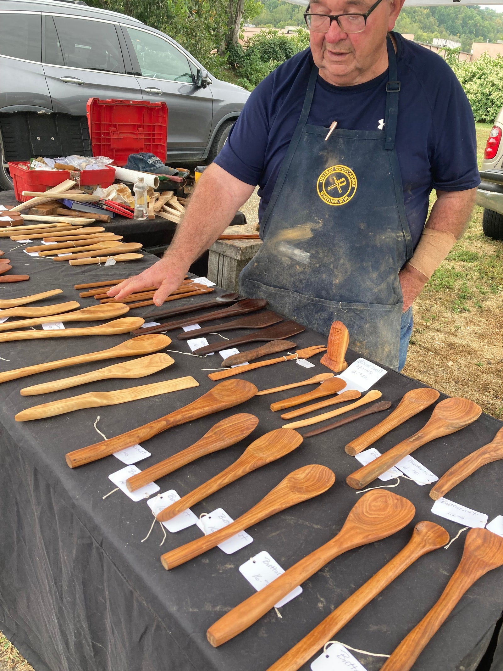 Rich with his hand-carved utensils