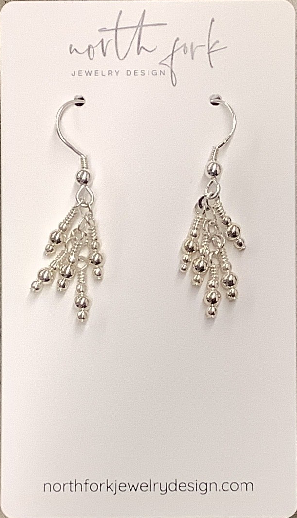 Sterling Silver Cluster Dangle Earrings
