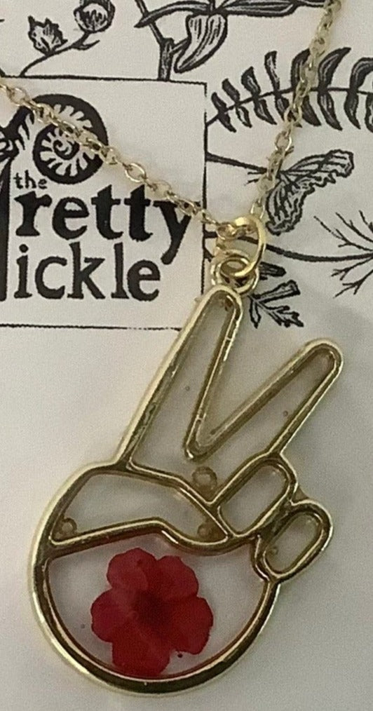 Red Peace Sign Necklace