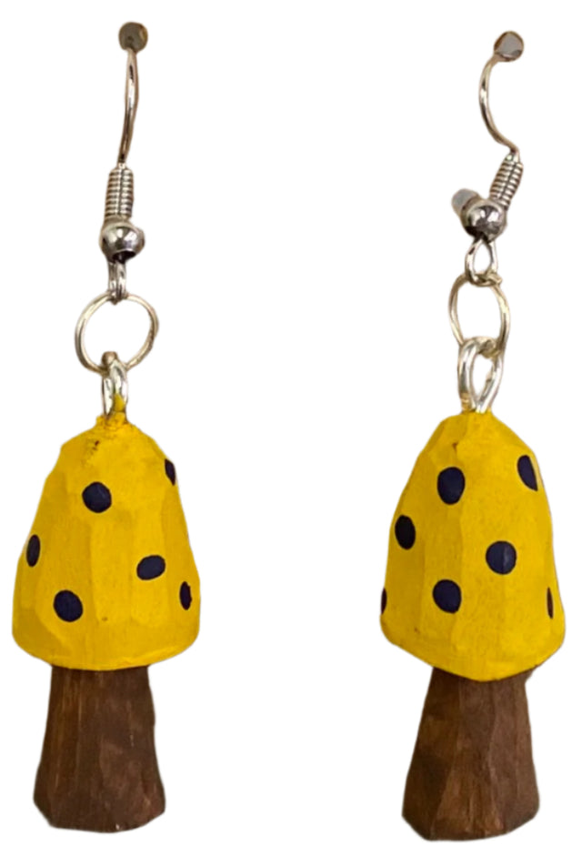 Mushroom Earrings Carved