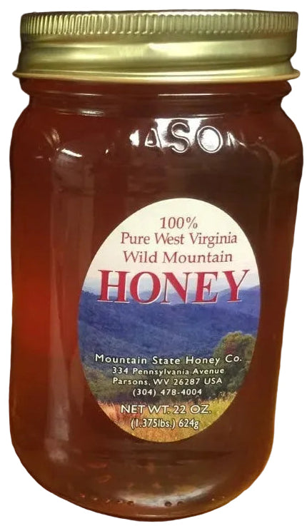 Pint Glass Mason Jar of WV Honey