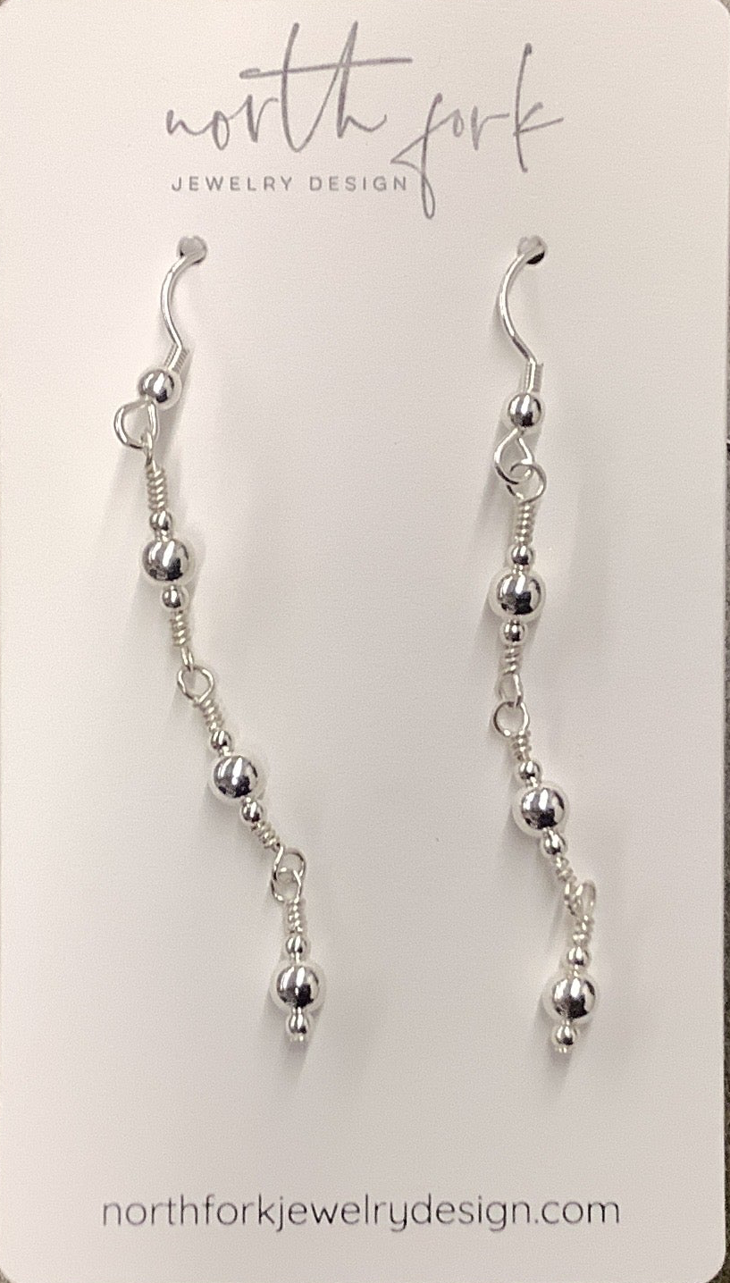 Sterling Silver Bead Dangle Earrings