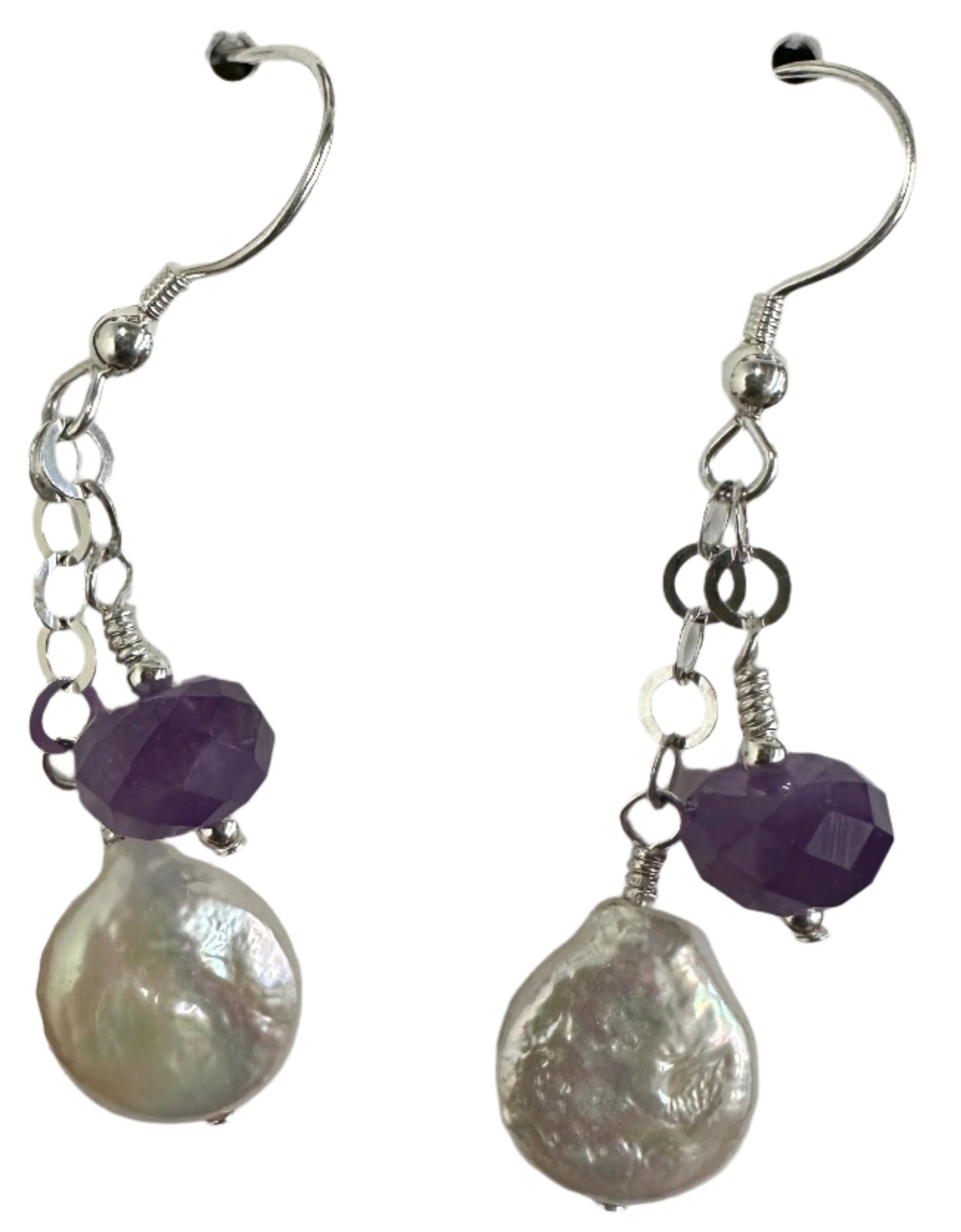 Amethyst and Pearl Dangle Earrings