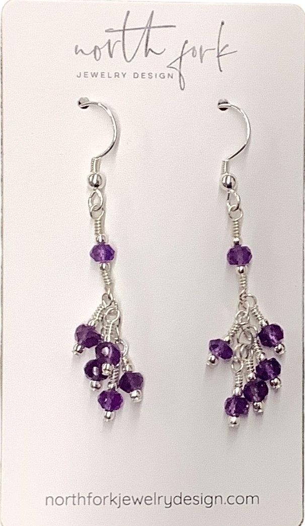 Amethyst Cluster Dangle Earrings