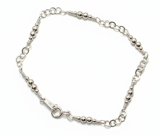Sterling Silver Wire & Bead Bracelet