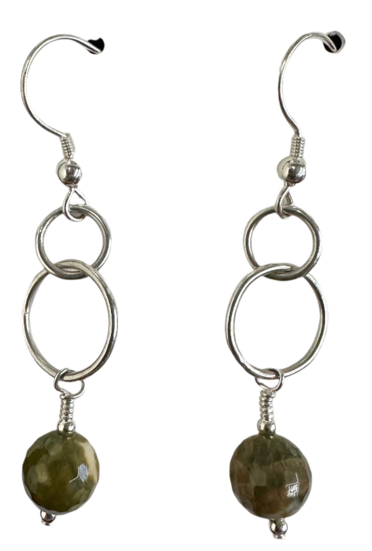 Rhyolite and Sterling Dangle Earrings