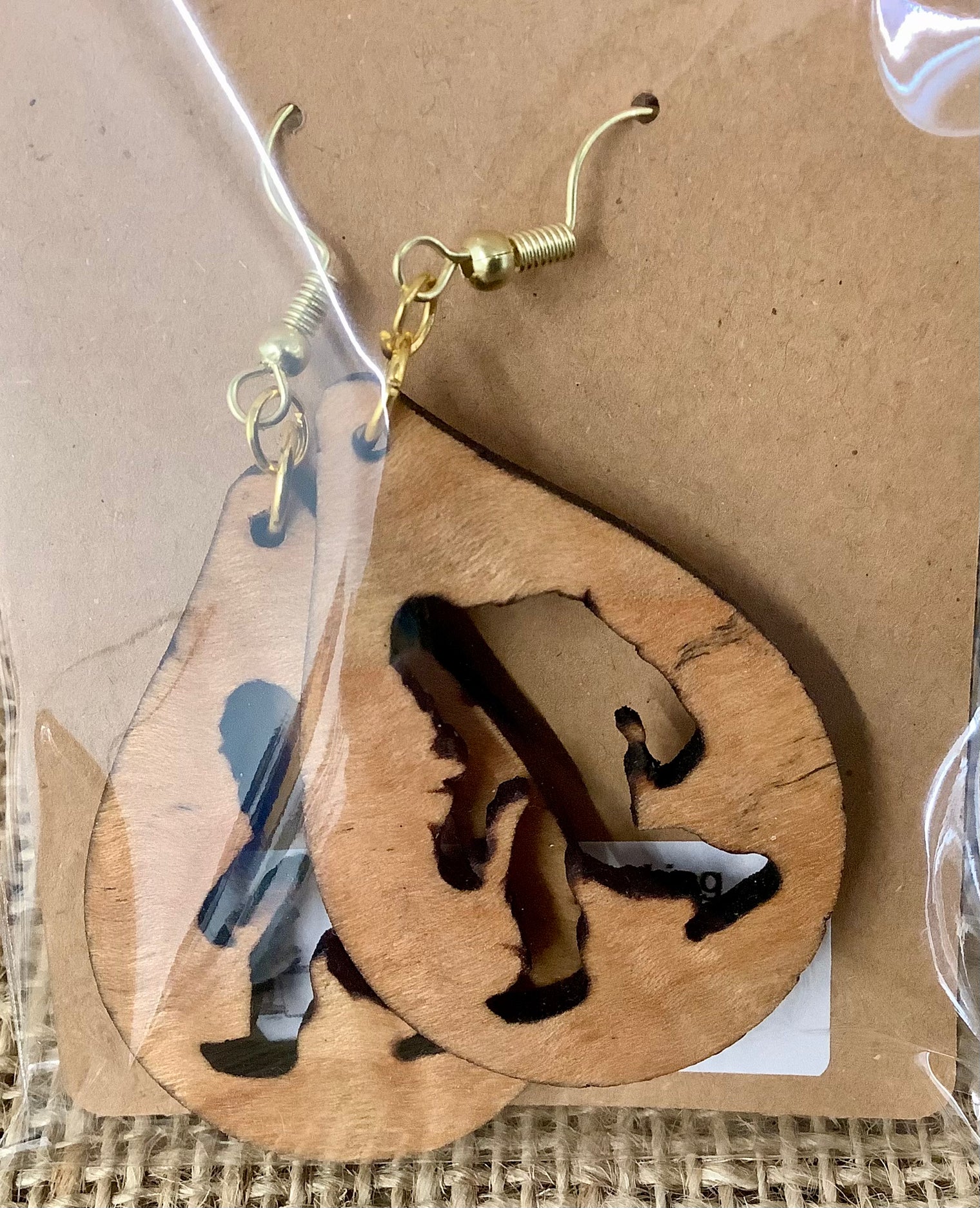 Big Foot Wood Craft Earrings