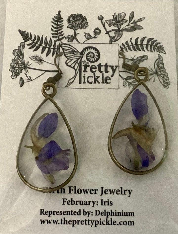 February Birth Flower Earrings Iris