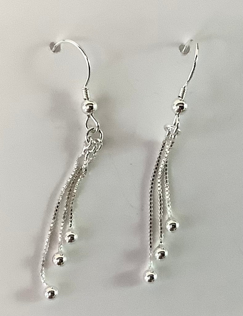 Sterling Silver Three Chain Earrings