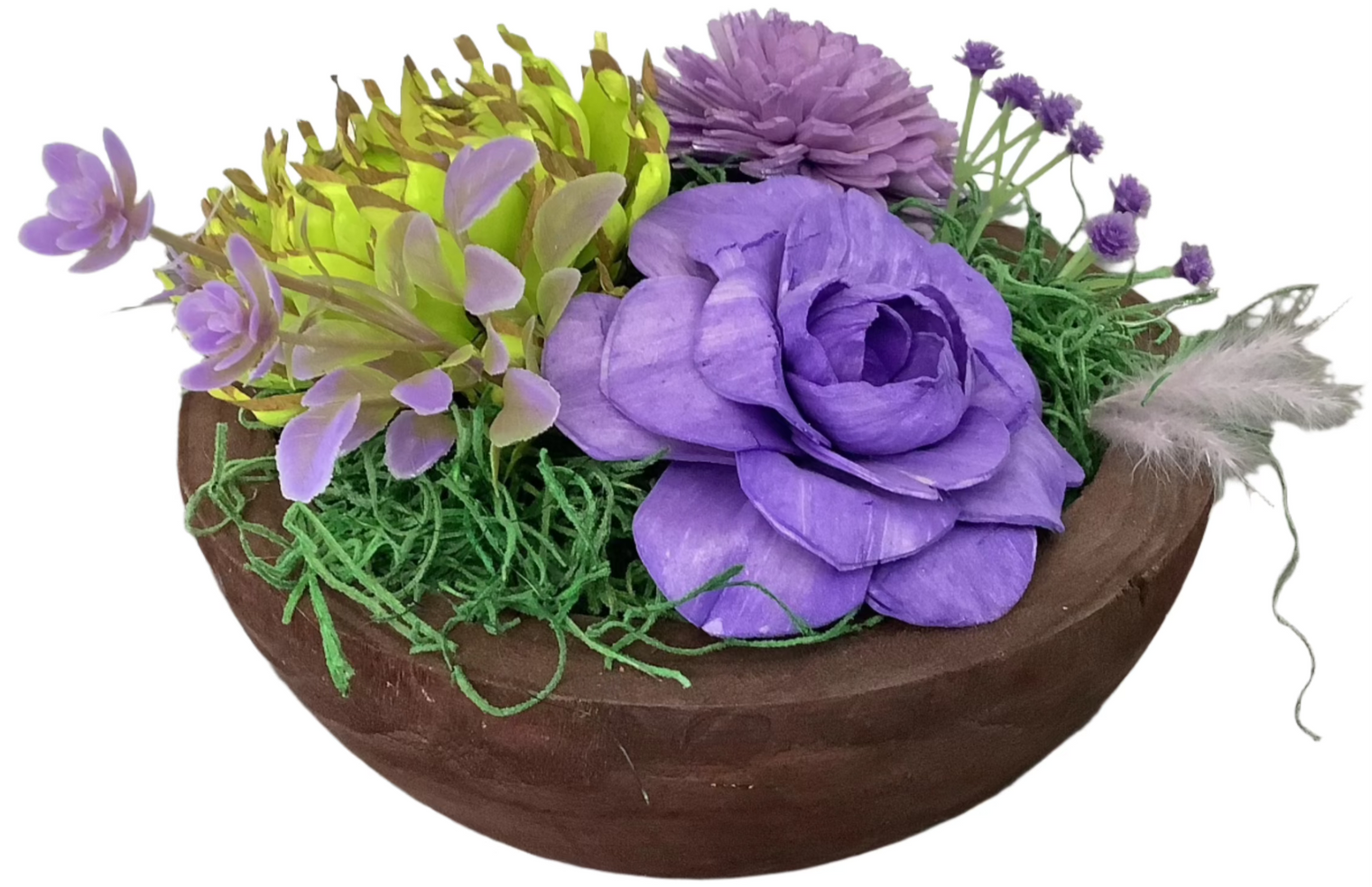 Wooden Succulents in Wooden Bowl