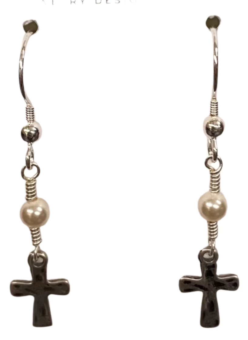 Sterling Silver Small Cross Earrings