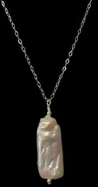 Thin Rectangular Pearl Necklace