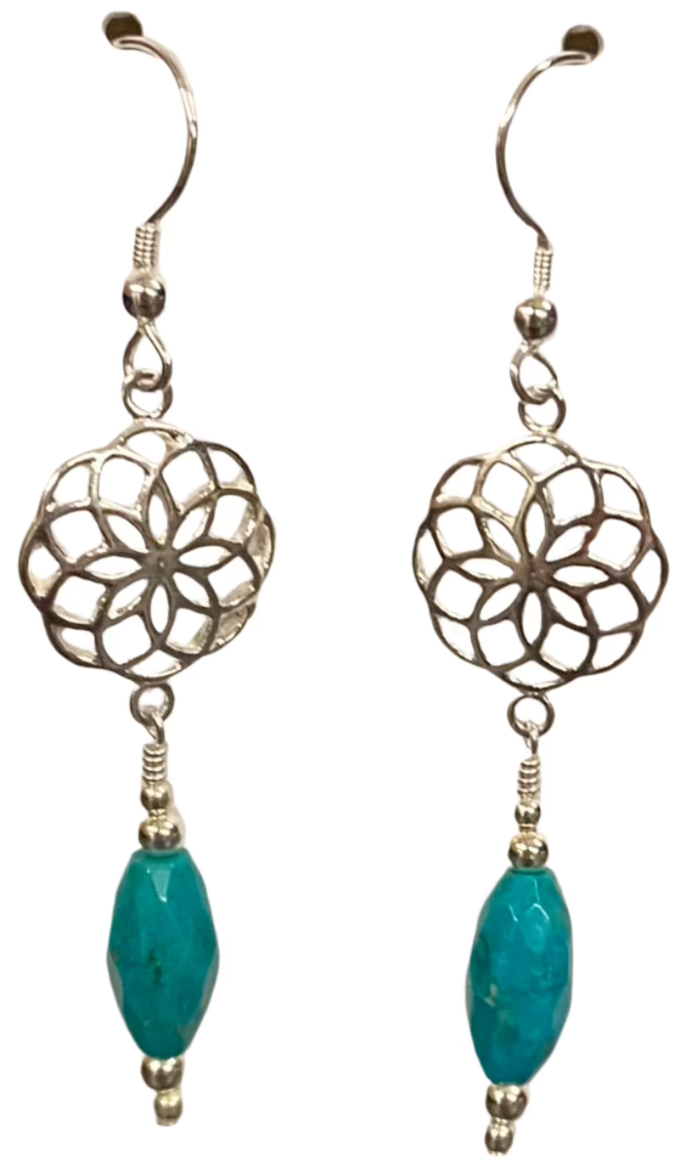 Sterling Silver Mandella/Turquoise Earrings