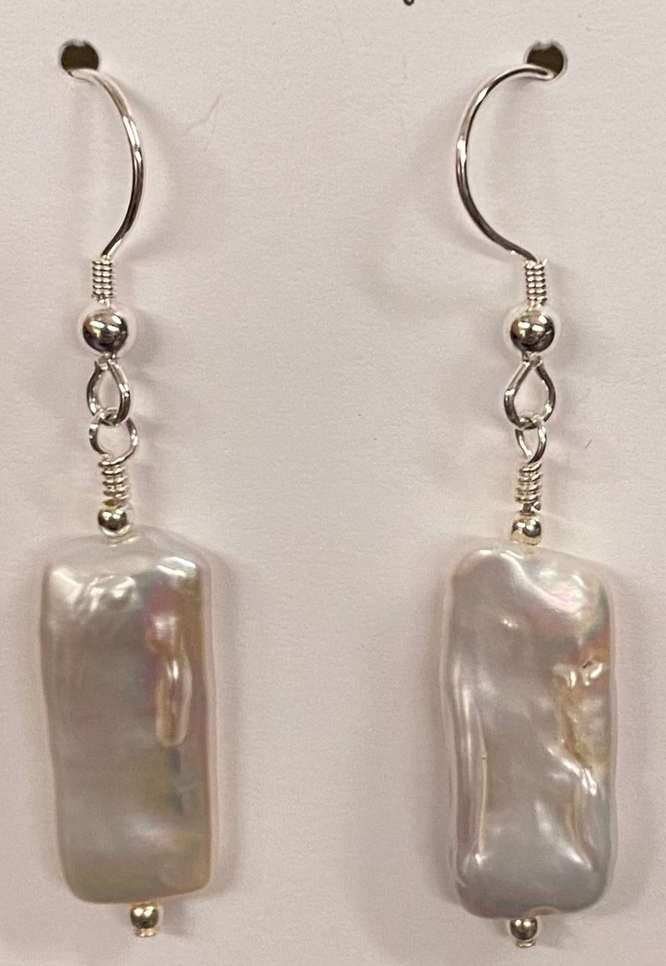 Thin Rectangular Pearl Earrings