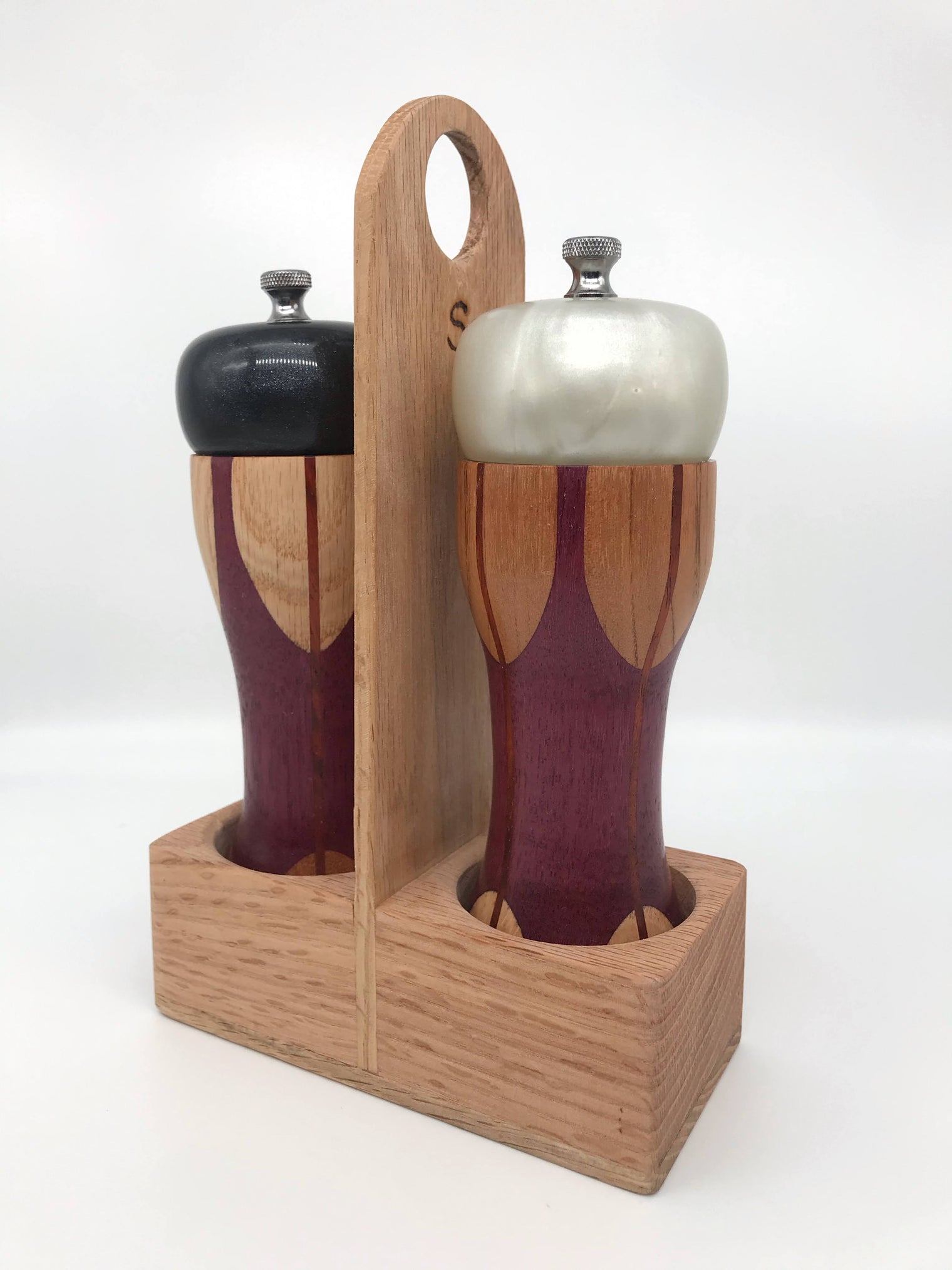 Wooden Salt & Pepper Set with Carrier