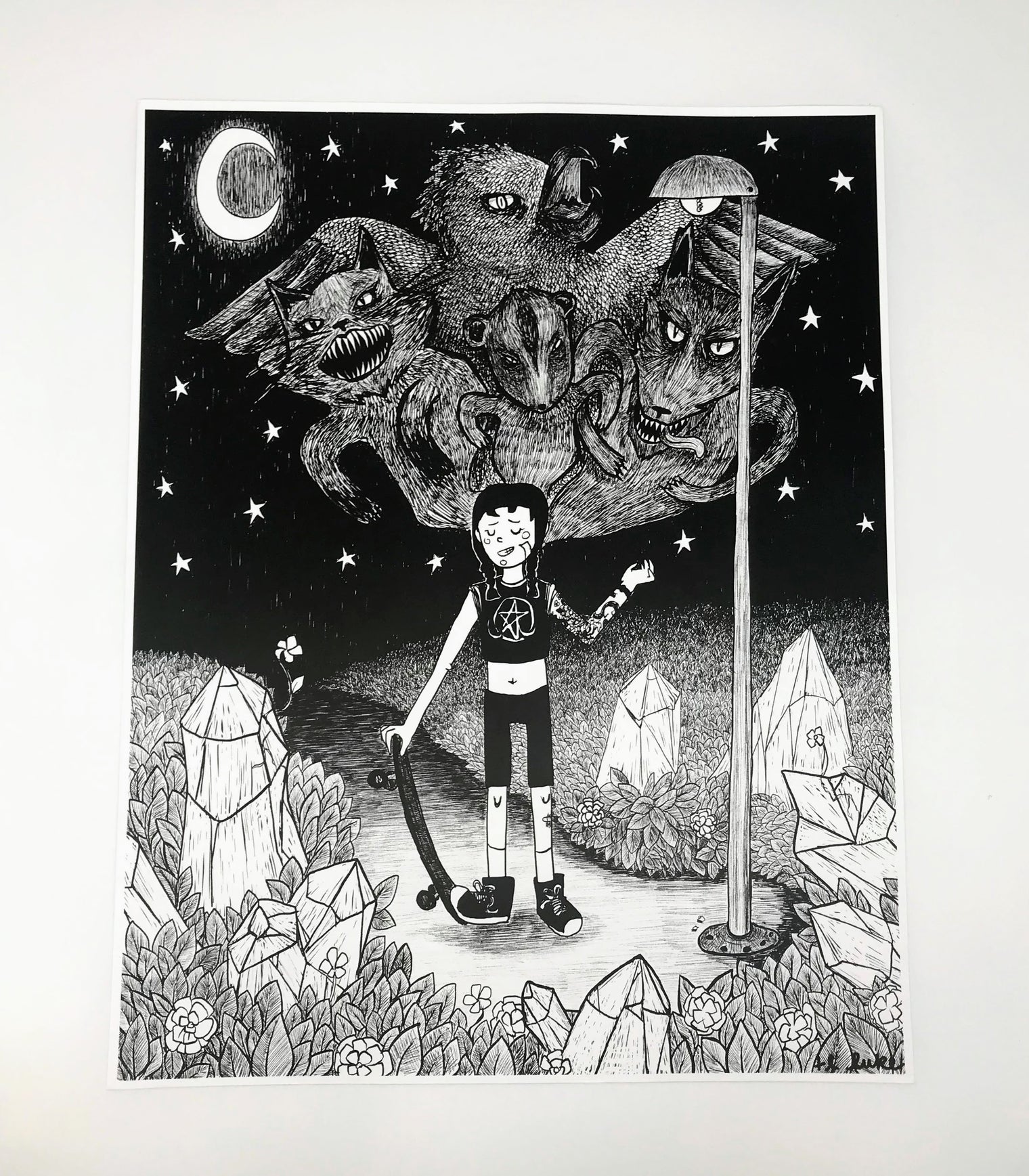 Witchy Skateboarder Print - 11x14
