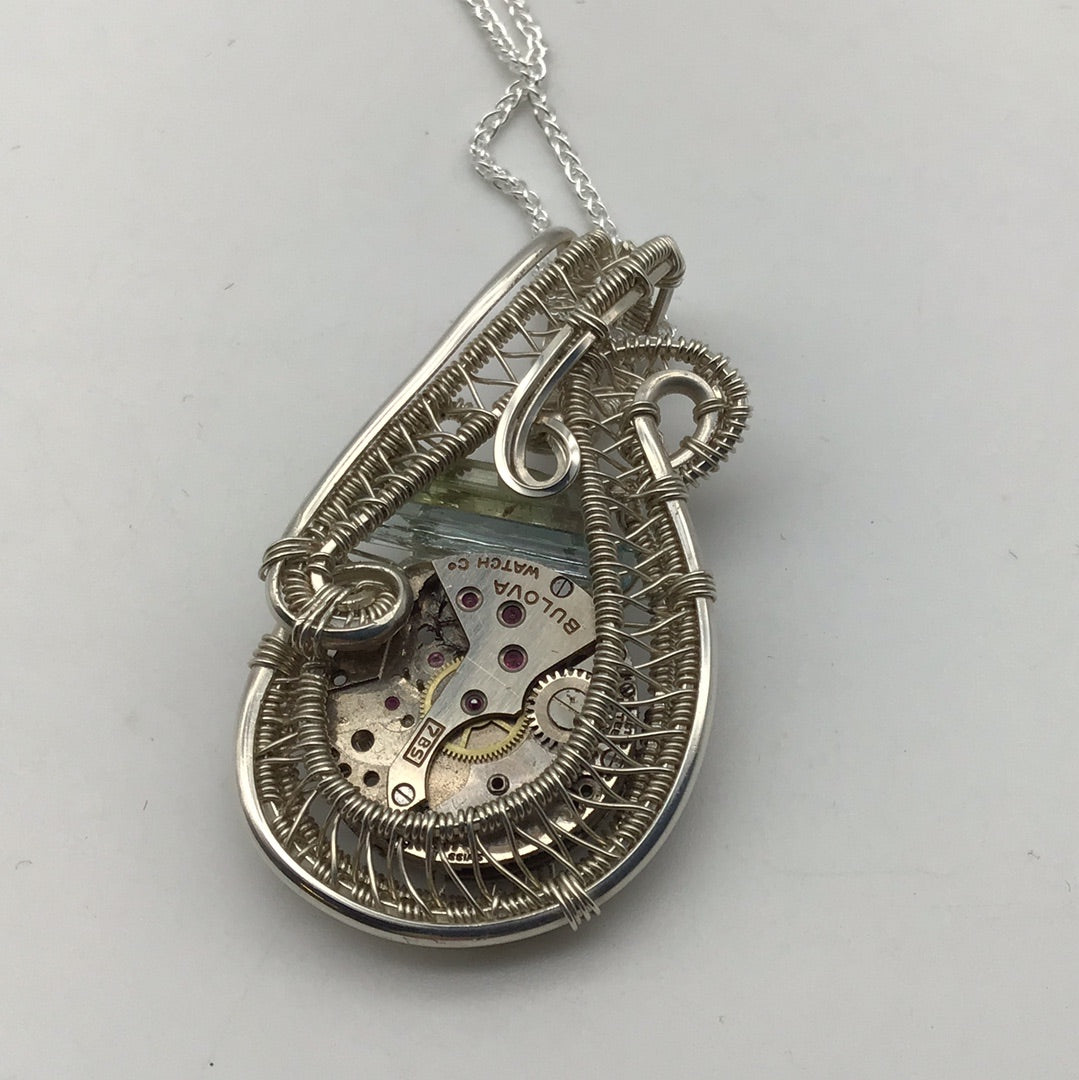 Gemstone Watch w/ Tourmaline & Aquamarine