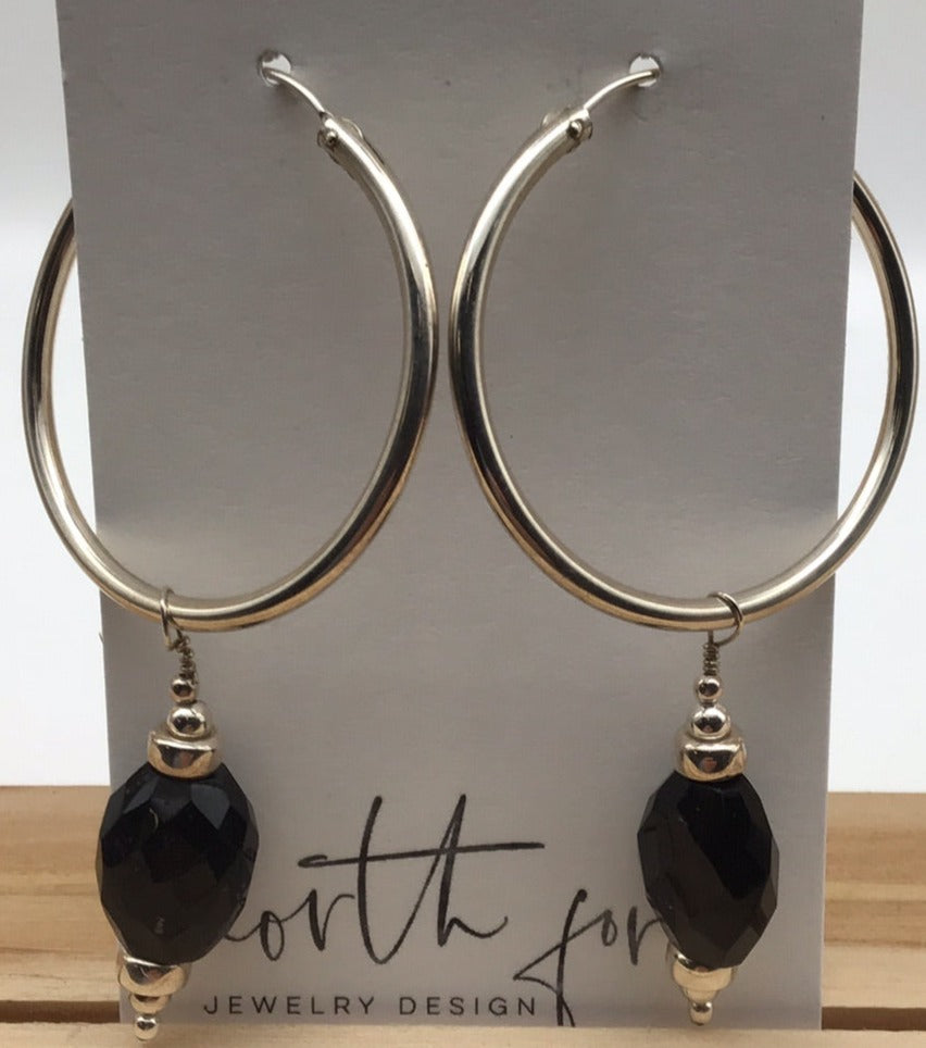 Smoky Quartz Hoops
