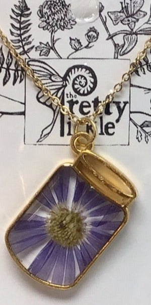 Purple Flower Jar Necklace
