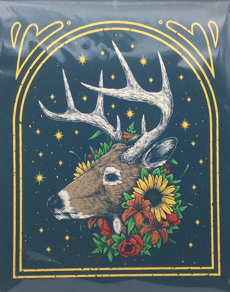 Whitetail Deer & Flowers Print