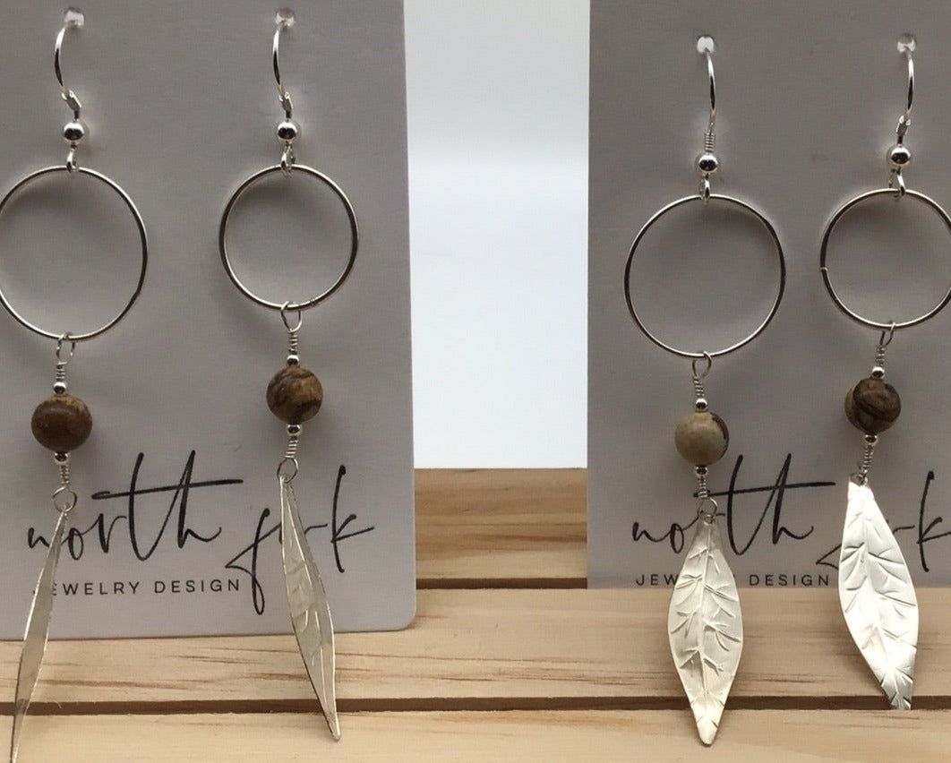 Picture Jasper Leaf Earrings