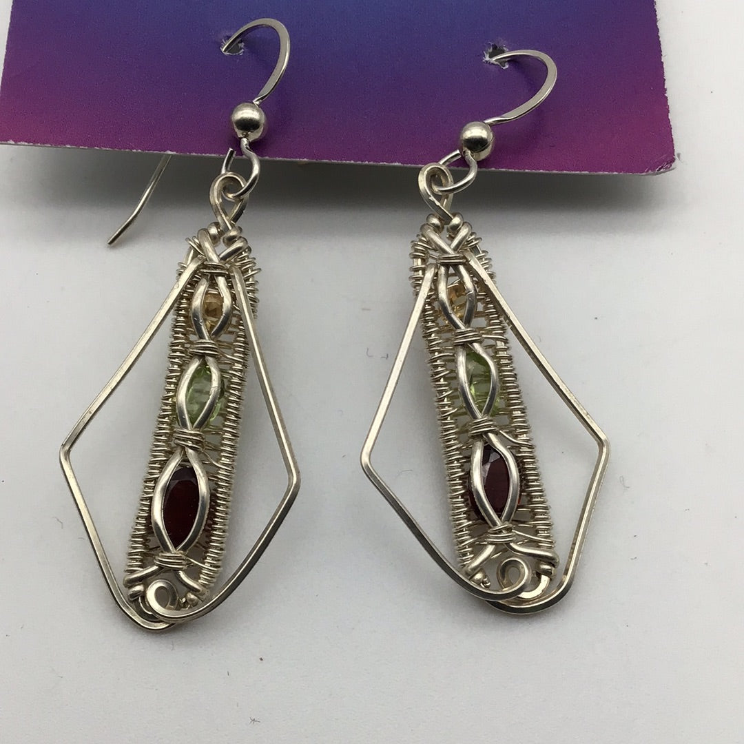Earrings - Citrine, Peridot, Garnet