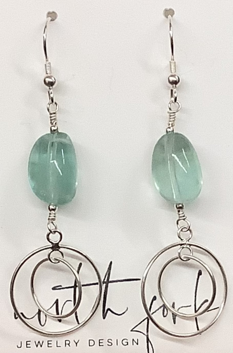 Rainbow Fluorite Double Ring Earrings
