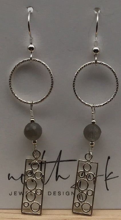 Labradorite Rectangle-Circle Earrings
